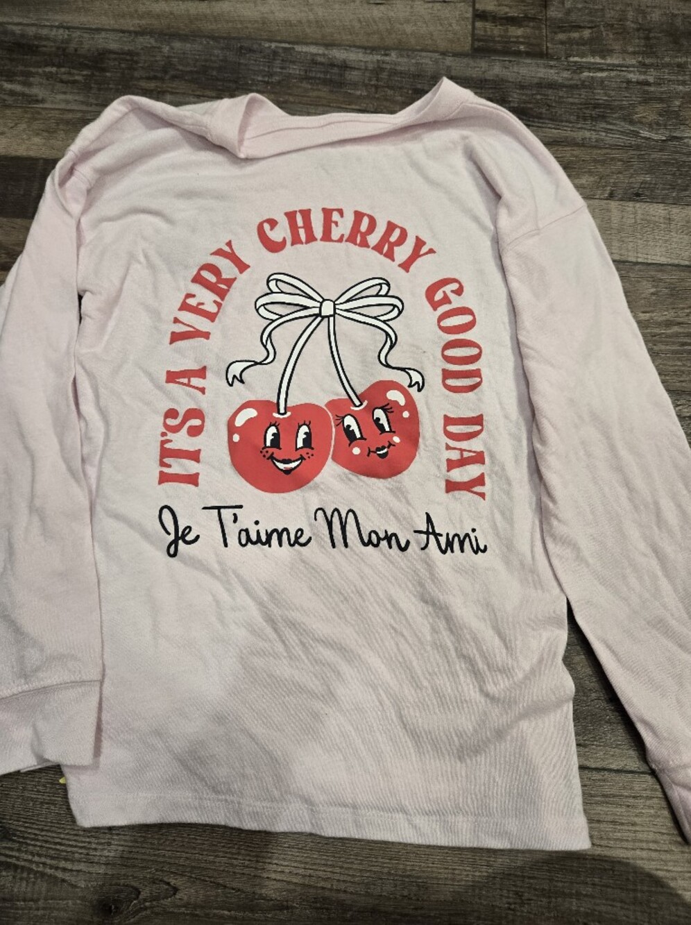 SO Pink Long-Sleeve Shirt with Cherry Graphic
